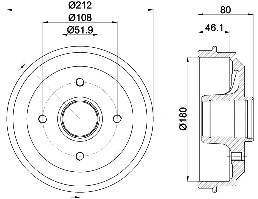 HELLA Brake Drum - 62900 - for e.g. PEUGEOT 106 II (1A_, 1C_) 8DT355301-281