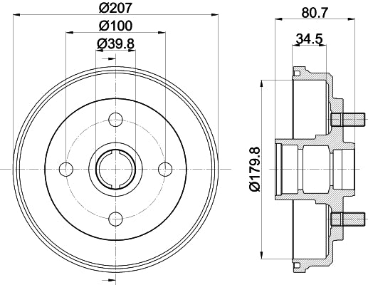HELLA Brake Drum - 61178 - for e.g. TOYOTA 8DT355302-061