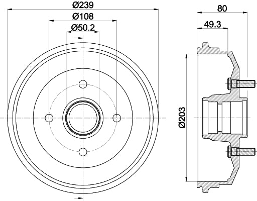 HELLA Brake Drum - 62912 - for e.g. FORD ESCORT VI 8DT355301-361