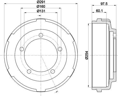 HELLA Brake Drum - 61247 - for e.g. FORD TRANSIT Platform/Chassis 8DT355300-461