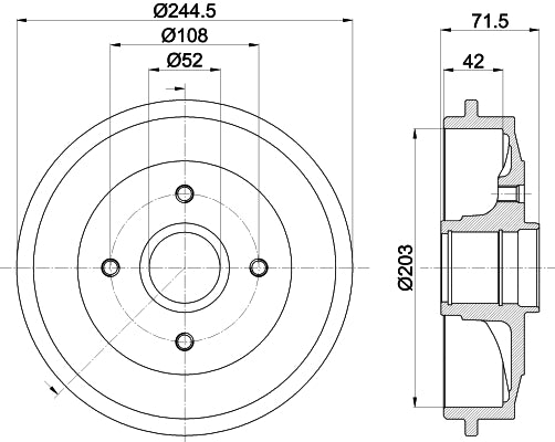 HELLA Brake Drum - 61266 - for e.g. CITROËN C3 I (FC_, FN_) 1.4 HDi 8DT355300-591