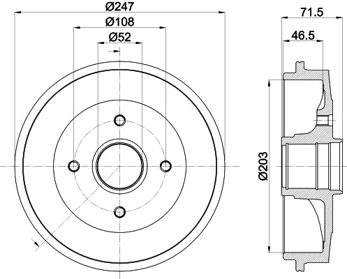 HELLA Brake Drum - 61282 - for e.g. PEUGEOT 206 SW (2E/K) 8DT355300-731
