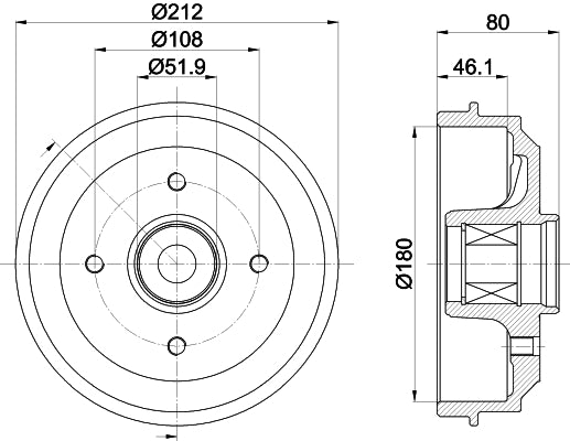 HELLA Brake Drum - 61421 - for e.g. CITROEN / PEUGEOT 8DT355302-811