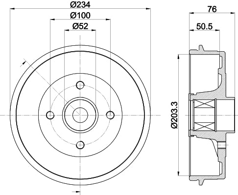 HELLA Brake Drum - 61427 - for e.g. RENAULT 8DT355302-871