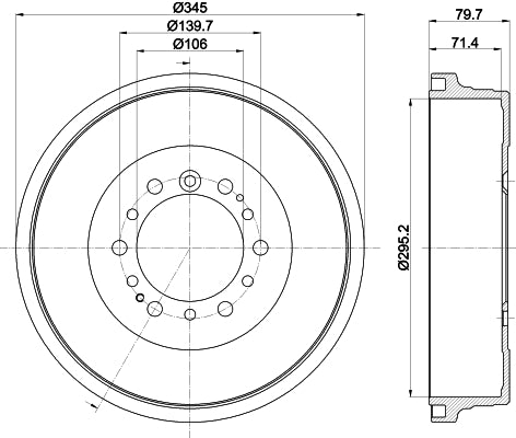 HELLA Brake Drum - 61437 - for e.g. TOYOTA 8DT355302-971