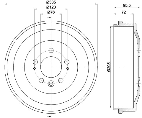 HELLA Brake Drum - 61442 - for e.g. VOLKSWAGEN 8DT355303-011