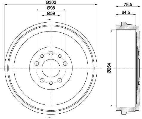 HELLA Brake Drum - 61457 - for e.g. FIAT / OPEL / VAUXHALL 8DT355303-341