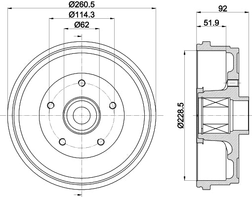 HELLA Brake Drum - 61478 - for e.g. DACIA / RENAULT 8DT355303-401