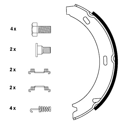 HELLA Brake Shoe Set, parking brake - H8740 - for e.g. MERCEDES-BENZ 8DA355050-341