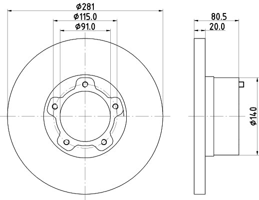 HELLA Brake Disc - 53906 - for e.g. VOLKSWAGEN 8DD355100-901