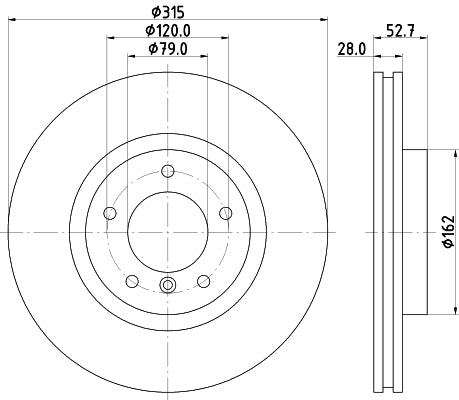 HELLA Brake Disc - 50431PRO - for e.g. BMW / WIESMANN 8DD355104-091