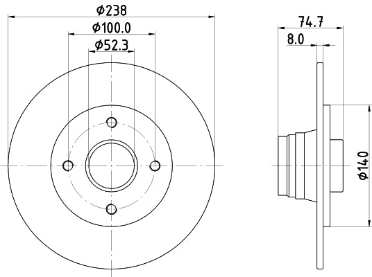 HELLA Brake Disc - 52817 - for e.g. RENAULT 8DD355105-271
