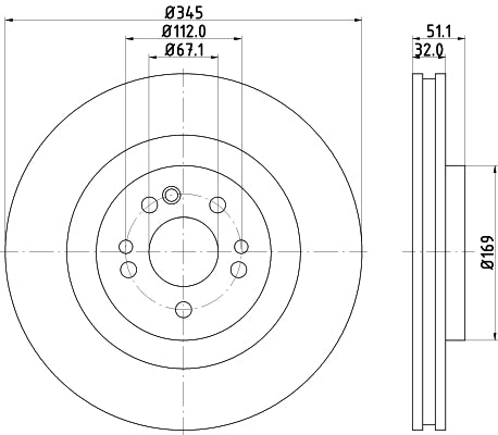 HELLA Brake Disc - 50297PRO_HC - for e.g. MERCEDES-BENZ 8DD355129-741