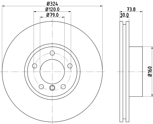 HELLA Brake Disc - 50320PRO_HC - for e.g. BMW 8DD355127-621
