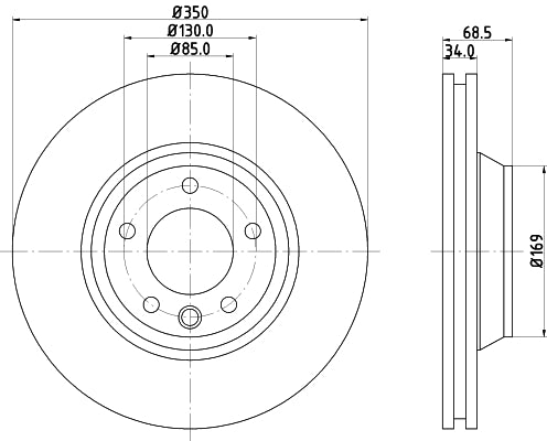 HELLA Brake Disc - 54217PRO_HC - for e.g. AUDI / PORSCHE / VOLKSWAGEN 8DD355128-061