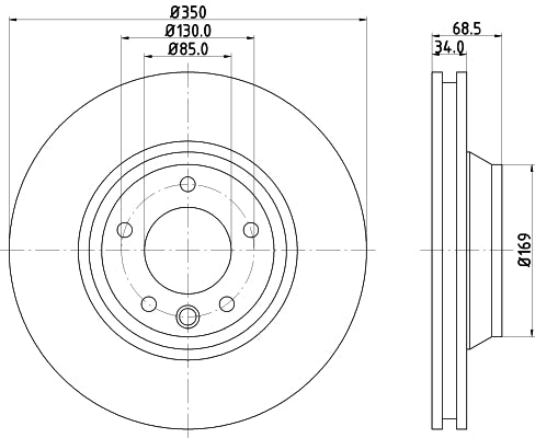HELLA Brake Disc - 54218PRO_HC - for e.g. AUDI / PORSCHE / VOLKSWAGEN 8DD355128-071