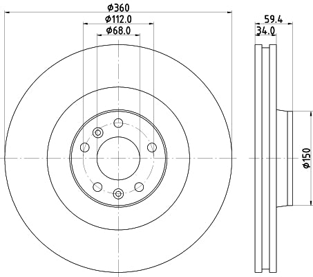HELLA Brake Disc - 54222PRO - for e.g. AUDI / VOLKSWAGEN 8DD355109-851