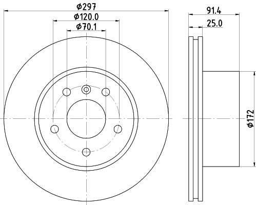 HELLA Brake Disc - 54297 - for e.g. LAND ROVER 8DD355110-811