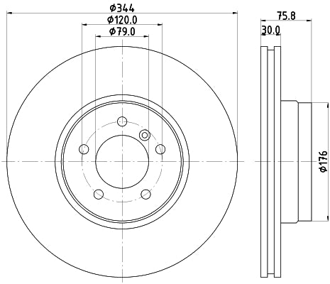 HELLA Brake Disc - 54344PRO_HC - for e.g. LAND ROVER 8DD355128-381
