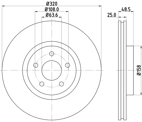 HELLA Brake Disc - 54491PRO_HC - for e.g. FORD / VOLVO 8DD355128-541