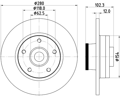 HELLA Brake Disc - 54537PRO - for e.g. NISSAN / OPEL / RENAULT / VAUXHALL 8DD355123-251