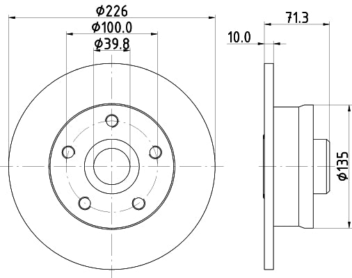 HELLA Brake Disc - 54538 - for e.g. SEAT / VOLKSWAGEN 8DD355113-411