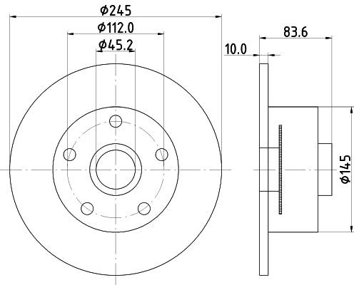 HELLA Brake Disc - 54543PRO - for e.g. AUDI 8DD355120-151