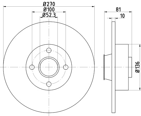 HELLA Brake Disc - 54545PRO - for e.g. RENAULT 8DD355123-271