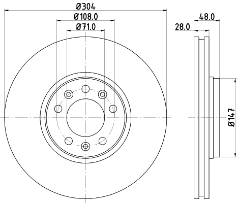 HELLA Brake Disc - 54570 - for e.g. CITROEN / FIAT / PEUGEOT / TOYOTA 8DD355113-671