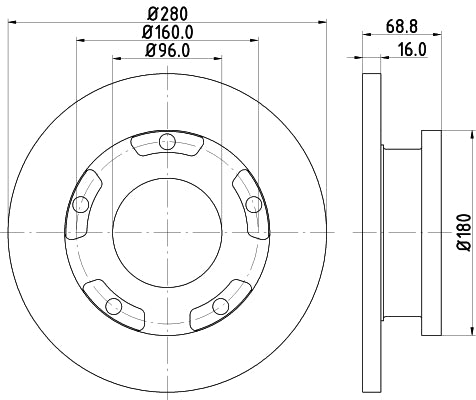 HELLA Brake Disc - 54591 - for e.g. FORD 8DD355113-811