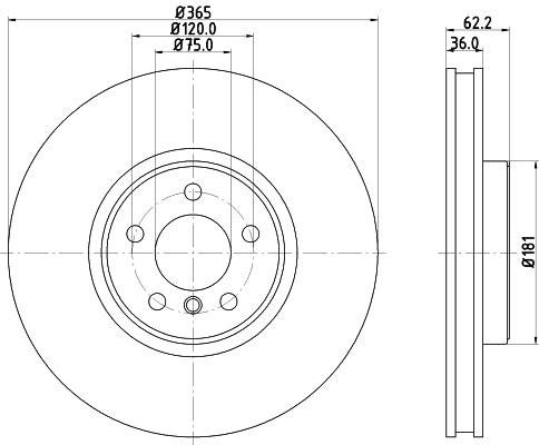 HELLA Brake Disc - 54610PRO_HC - for e.g. BMW 8DD355129-311