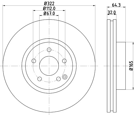 HELLA Brake Disc - 54635PRO_HC - for e.g. MERCEDES-BENZ 8DD355129-521