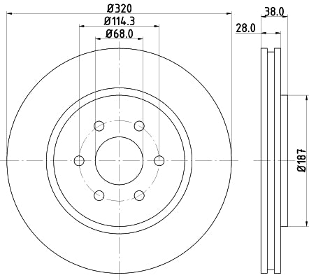 HELLA Brake Disc - 54644PRO - for e.g. NISSAN 8DD355119-001