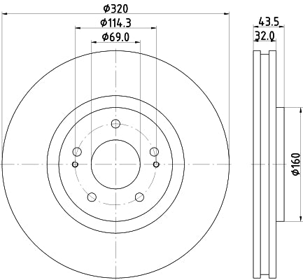 HELLA Brake Disc - 54699PRO - for e.g. MITSUBISHI 8DD355114-841