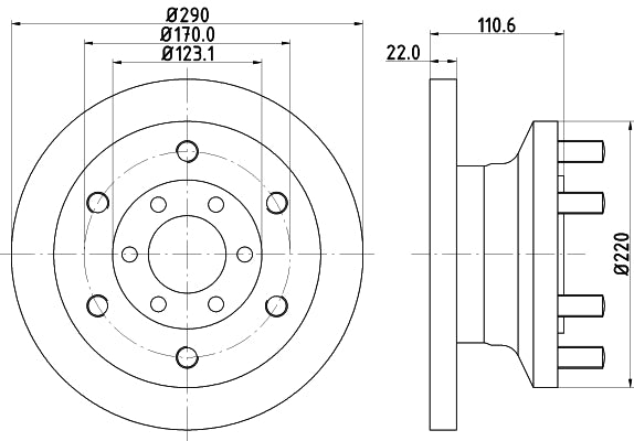 HELLA Brake Disc - 54754 - for e.g. IVECO 8DD355117-501