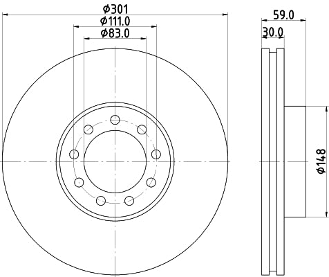 HELLA Brake Disc - 54776PRO - for e.g. IVECO 8DD355115-531