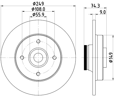 HELLA Brake Disc - 54941PRO - for e.g. CITROEN / PEUGEOT 8DD355123-301