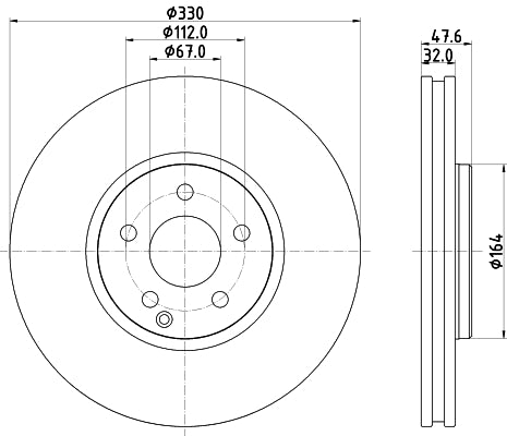 HELLA Brake Disc - 54988PRO_HC - for e.g. MERCEDES-BENZ 8DD355120-961