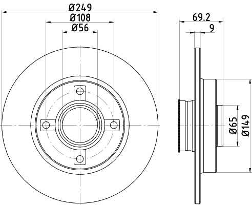 HELLA Brake Disc - 55021PRO - for e.g. CITROEN / OPEL / PEUGEOT / VAUXHALL 8DD355123-281