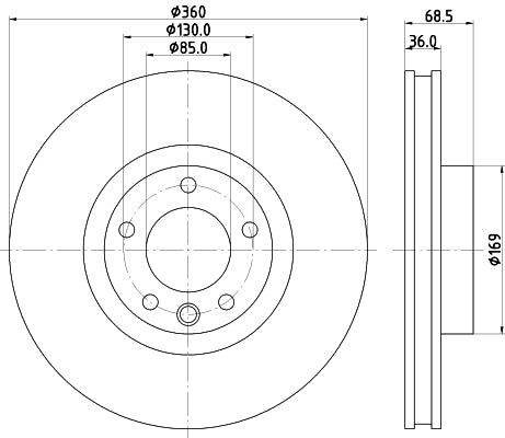 HELLA Brake Disc - 55196PRO_HC - for e.g. PORSCHE / VOLKSWAGEN 8DD355123-211