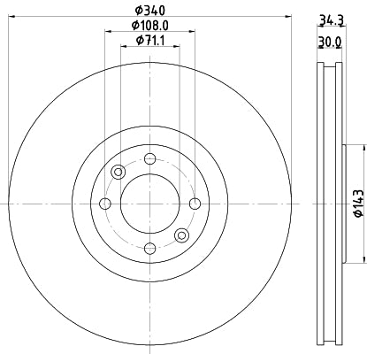 HELLA Brake Disc - 55569PRO - for e.g. CITROEN / PEUGEOT 8DD355119-641