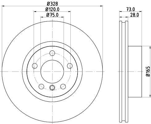 HELLA Brake Disc - 55571PRO_HC - for e.g. BMW 8DD355129-631