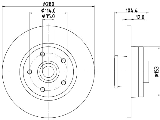 HELLA Brake Disc - 55689PRO - for e.g. FIAT / MITSUBISHI / NISSAN / OPEL 8DD355125-281