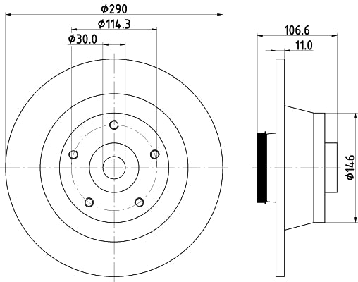 HELLA Brake Disc - 55696PRO - for e.g. RENAULT 8DD355131-951