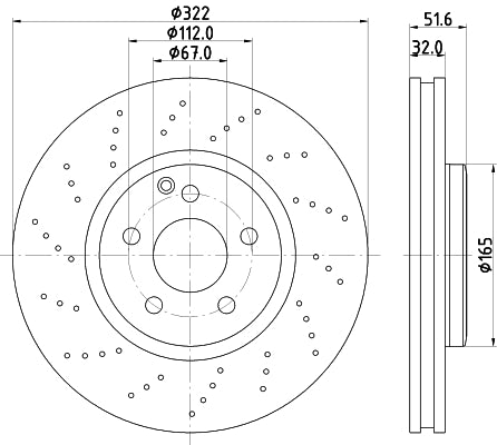 HELLA Brake Disc - 55777PRO_HC - for e.g. MERCEDES-BENZ 8DD355122-911