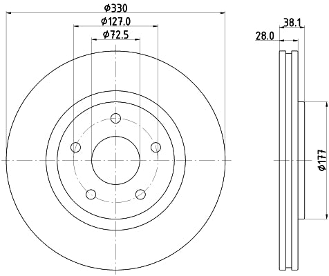 HELLA Brake Disc - 55789PRO - for e.g. CHRYSLER / DODGE / FIAT / LANCIA / VW 8DD355123-151