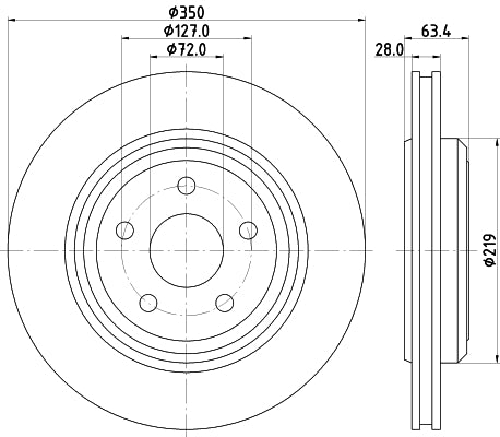 HELLA Brake Disc - 55820PRO - for e.g. JEEP 8DD355125-141