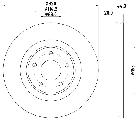 HELLA Brake Disc - 55835PRO - for e.g. NISSAN / RENAULT 8DD355125-341
