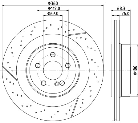 HELLA Brake Disc - 55838PRO_HC - for e.g. MERCEDES-BENZ 8DD355126-871