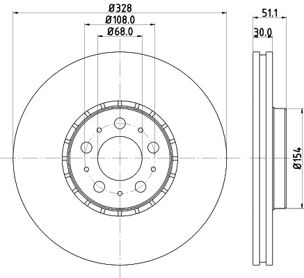 HELLA Brake Disc - 55841PRO_HC - for e.g. VOLVO / VOLVO ASIA 8DD355125-581